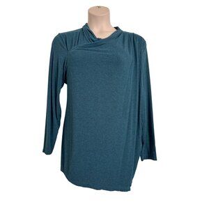 H by Halston Pullover Size 2X Cross Wrap Green Tunic Zip Up Back